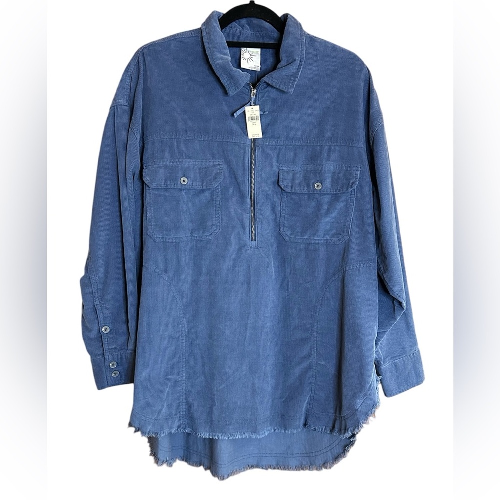 Offline by Aerie Blue Corduroy Tunic Length Oversized Long Sleeve Top NWT